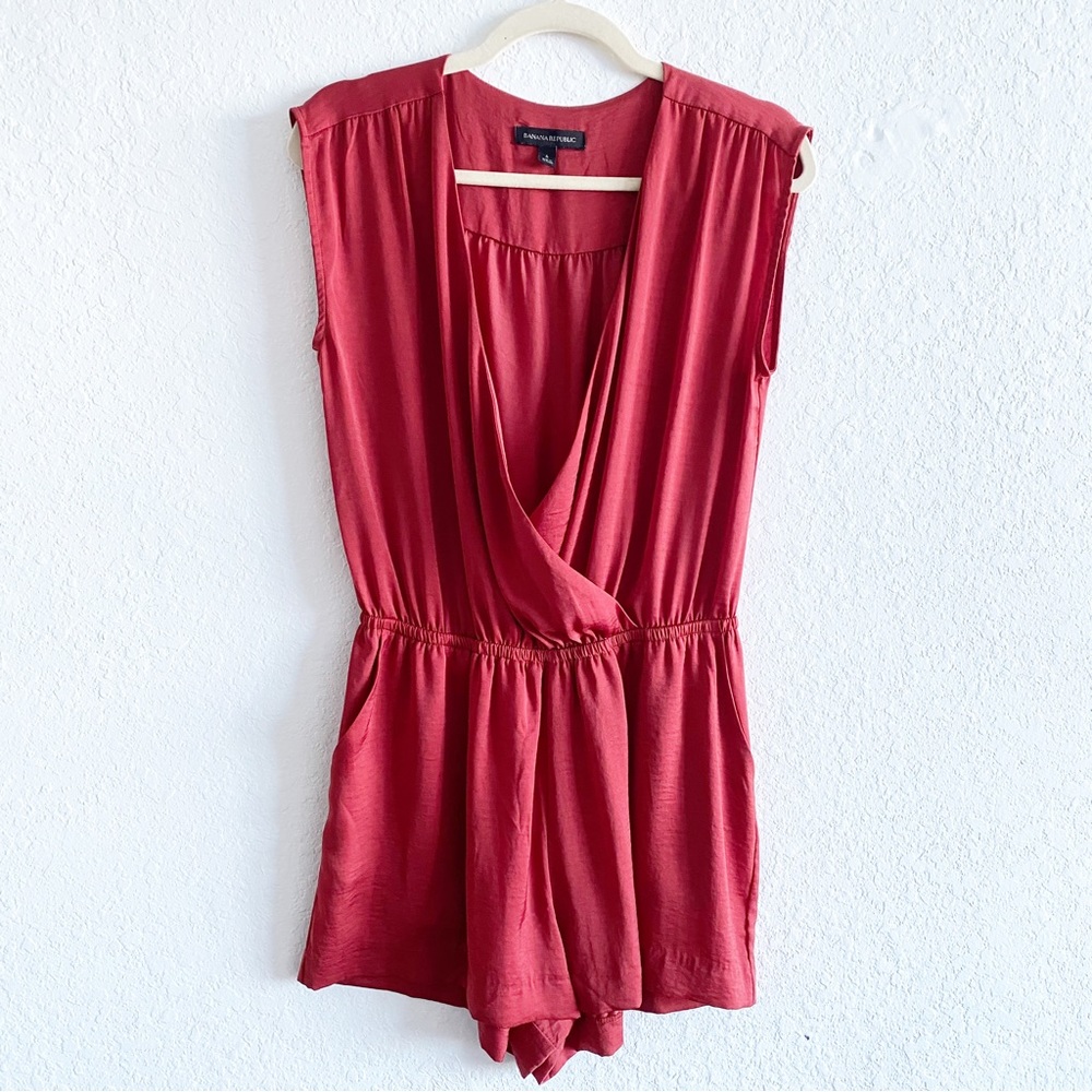 BANANA REPUBLIC Surplice Satin Shorts Romper